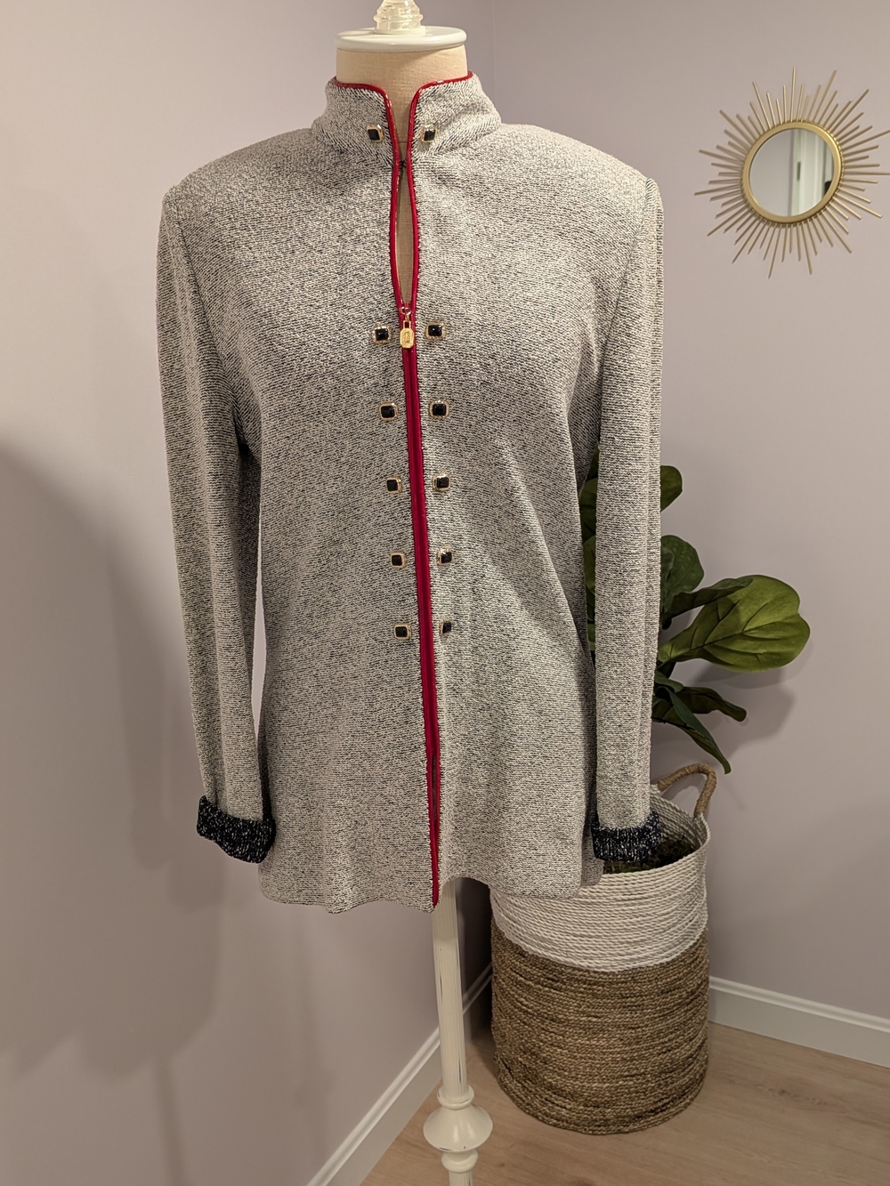 St. John Knit Blazer Red Trim | Grandma Chic Gilmore Girls Rich Aesthetic